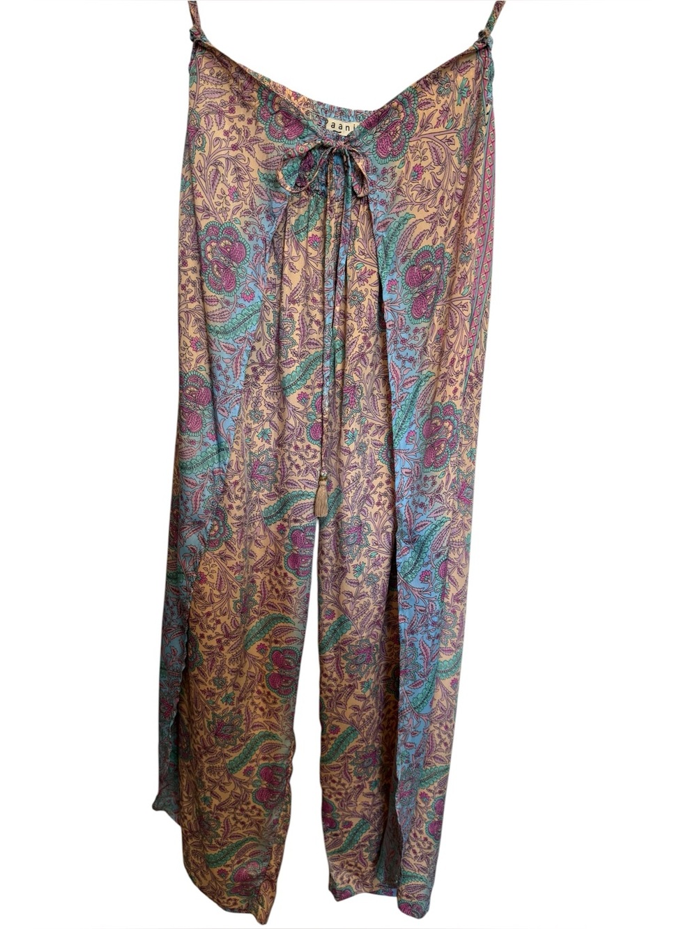 Boho wrap wide leg pants with tie waist !
